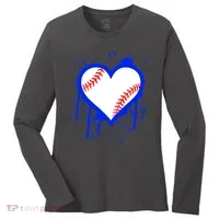 I Bleed Blue Baseball Heart Women's Long Sleeve Shirt thumb 0