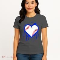 I Bleed Blue Baseball Heart Women's T-Shirt thumb 4