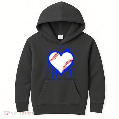 I Bleed Blue Baseball Heart Kids Hoodie