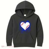 I Bleed Blue Baseball Heart Kids Hoodie thumb 0