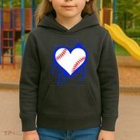 I Bleed Blue Baseball Heart Kids Hoodie thumb 3