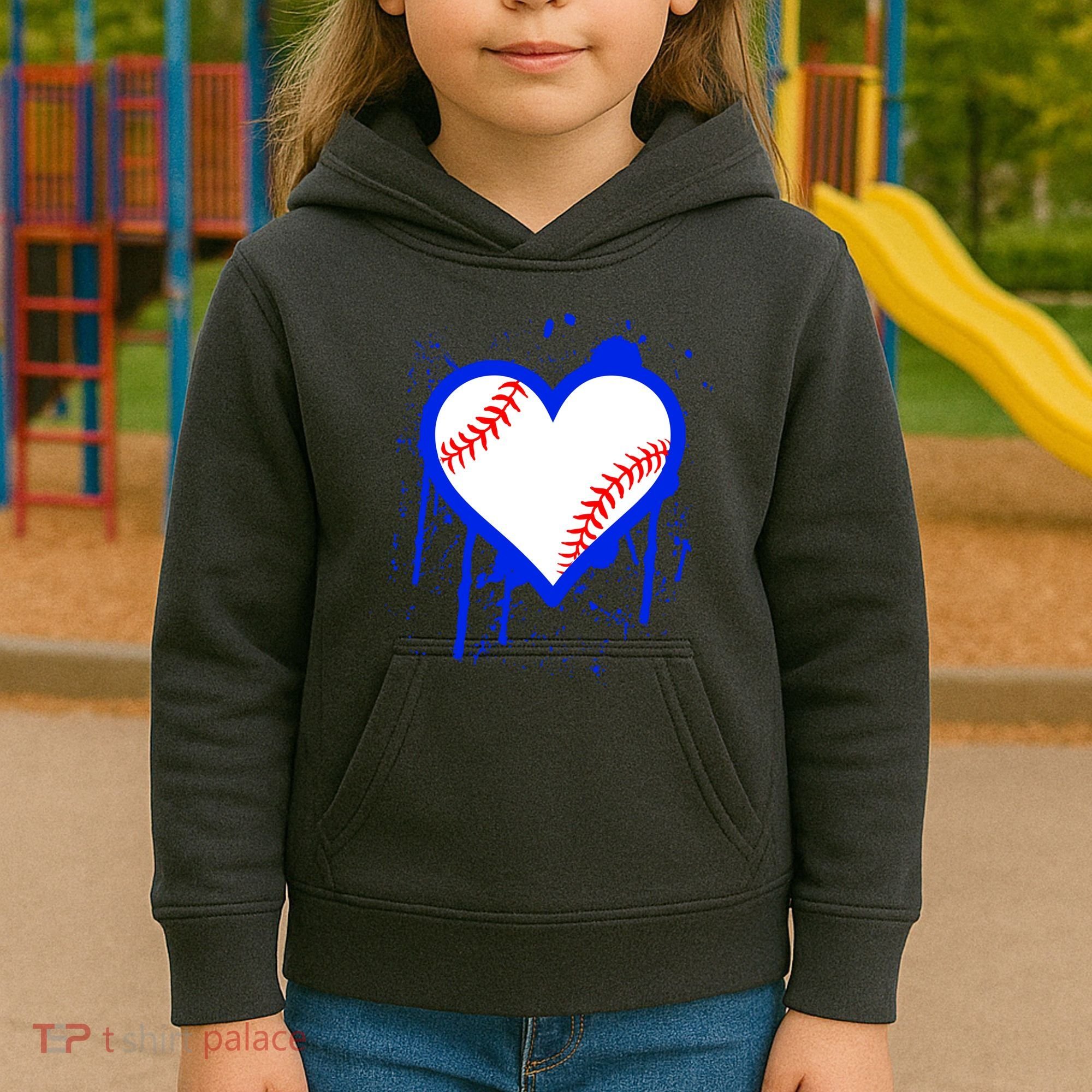 I Bleed Blue Baseball Heart Kids Hoodie