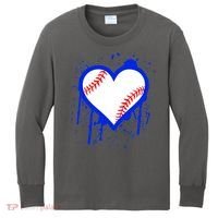 I Bleed Blue Baseball Heart Kids Long Sleeve Shirt thumb 0