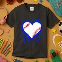 I Bleed Blue Baseball Heart Kids T-Shirt thumb 3