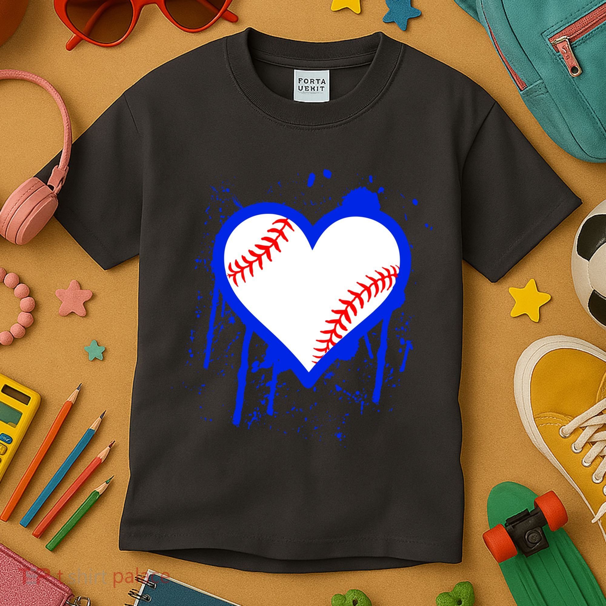I Bleed Blue Baseball Heart Kids T-Shirt