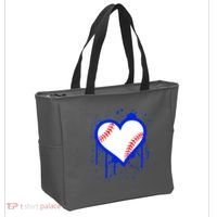 I Bleed Blue Baseball Heart Tote Bag thumb 2