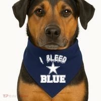 I Bleed Blue Dallas, Texas Fan Pride USA-Made Doggie Bandana thumb 1