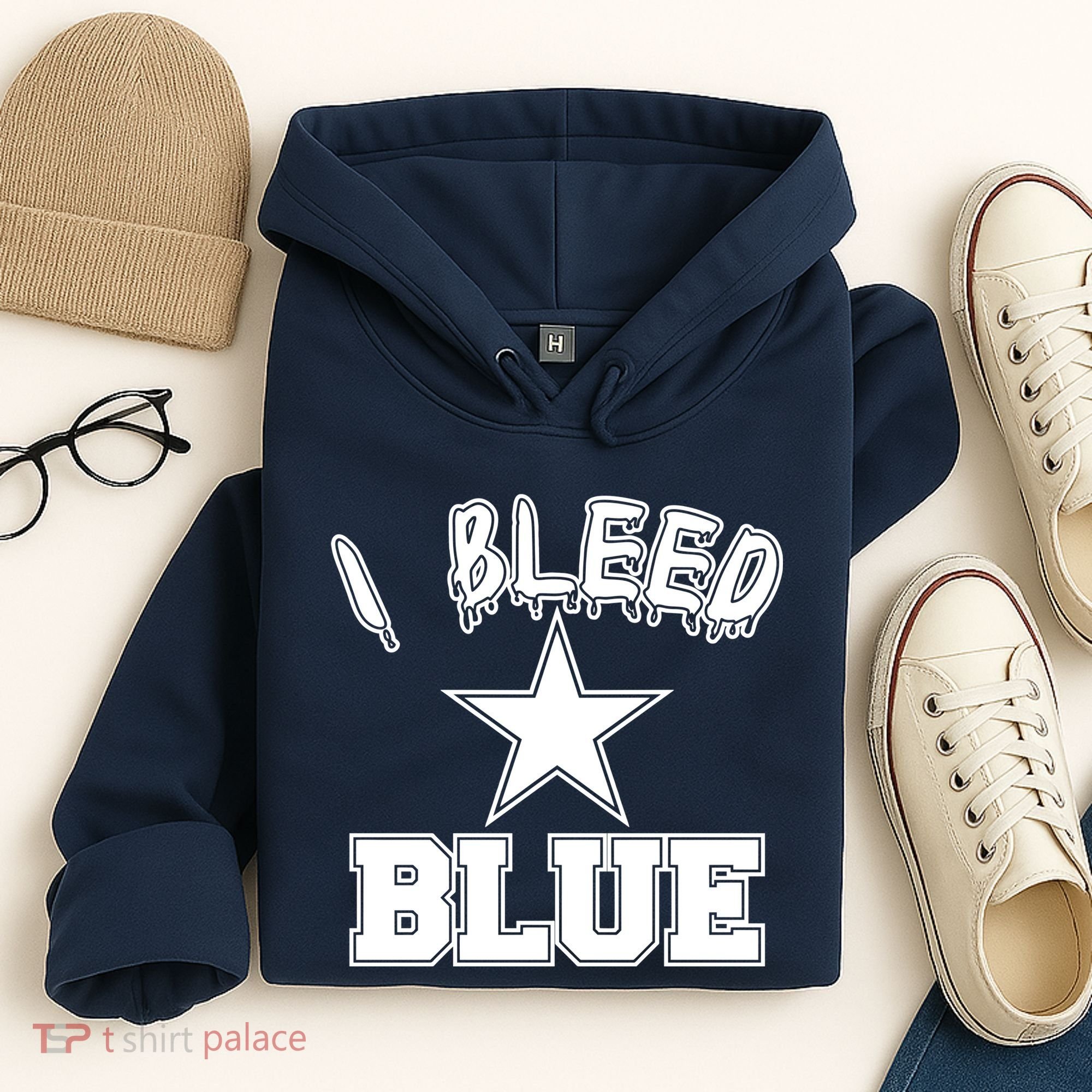 I Bleed Blue Dallas, Texas Fan Pride Hoodie