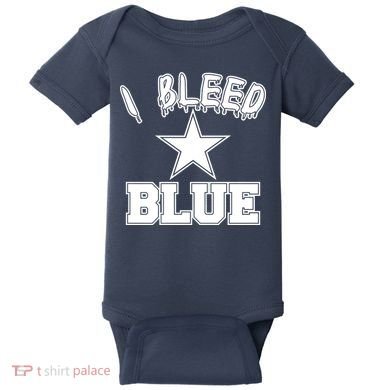 I Bleed Blue Dallas, Texas Fan Pride Baby Bodysuit