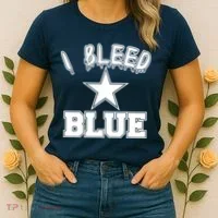 I Bleed Blue Dallas, Texas Fan Pride Women's T-Shirt thumb 2