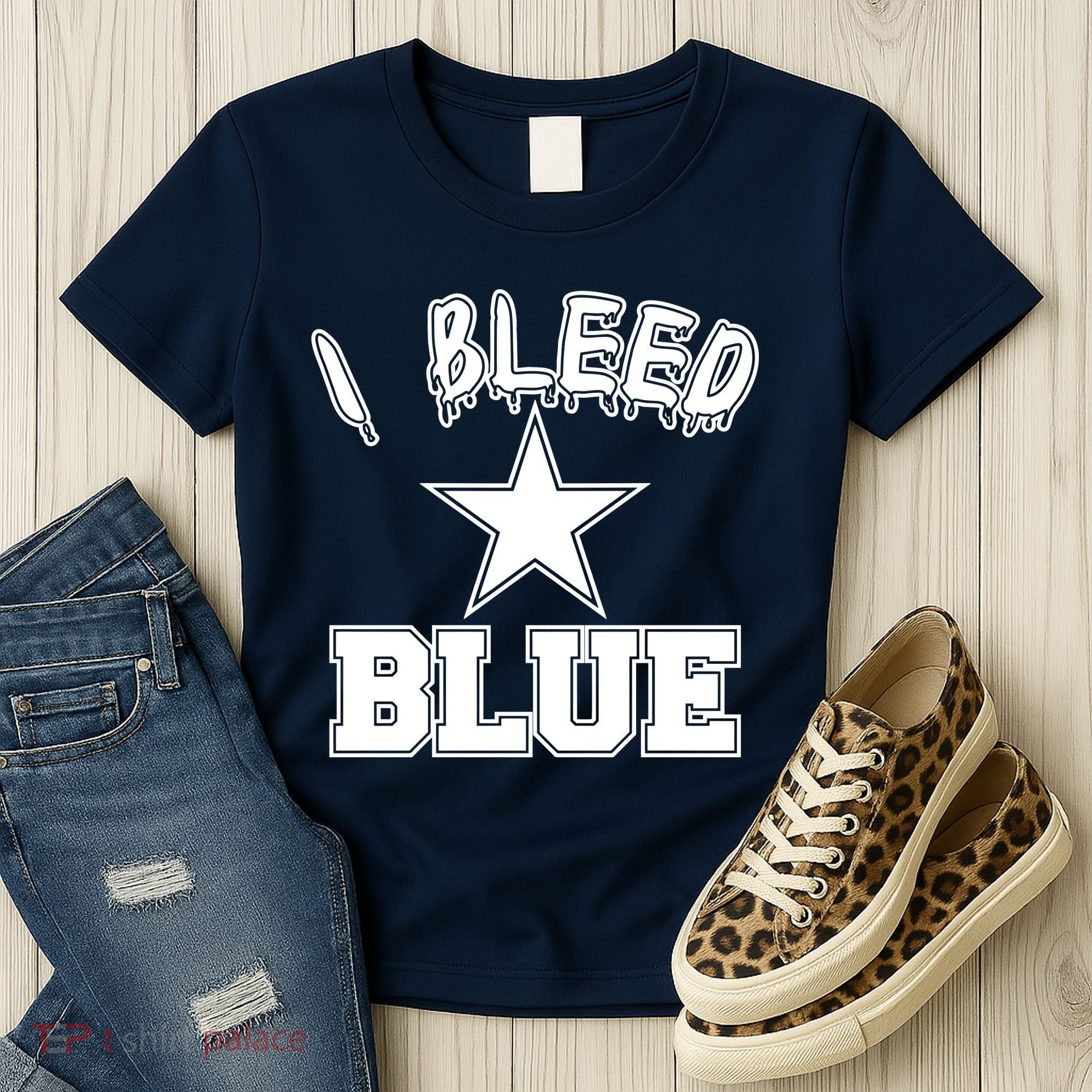 I Bleed Blue Dallas, Texas Fan Pride Women's T-Shirt