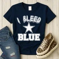 I Bleed Blue Dallas, Texas Fan Pride Women's T-Shirt thumb 3