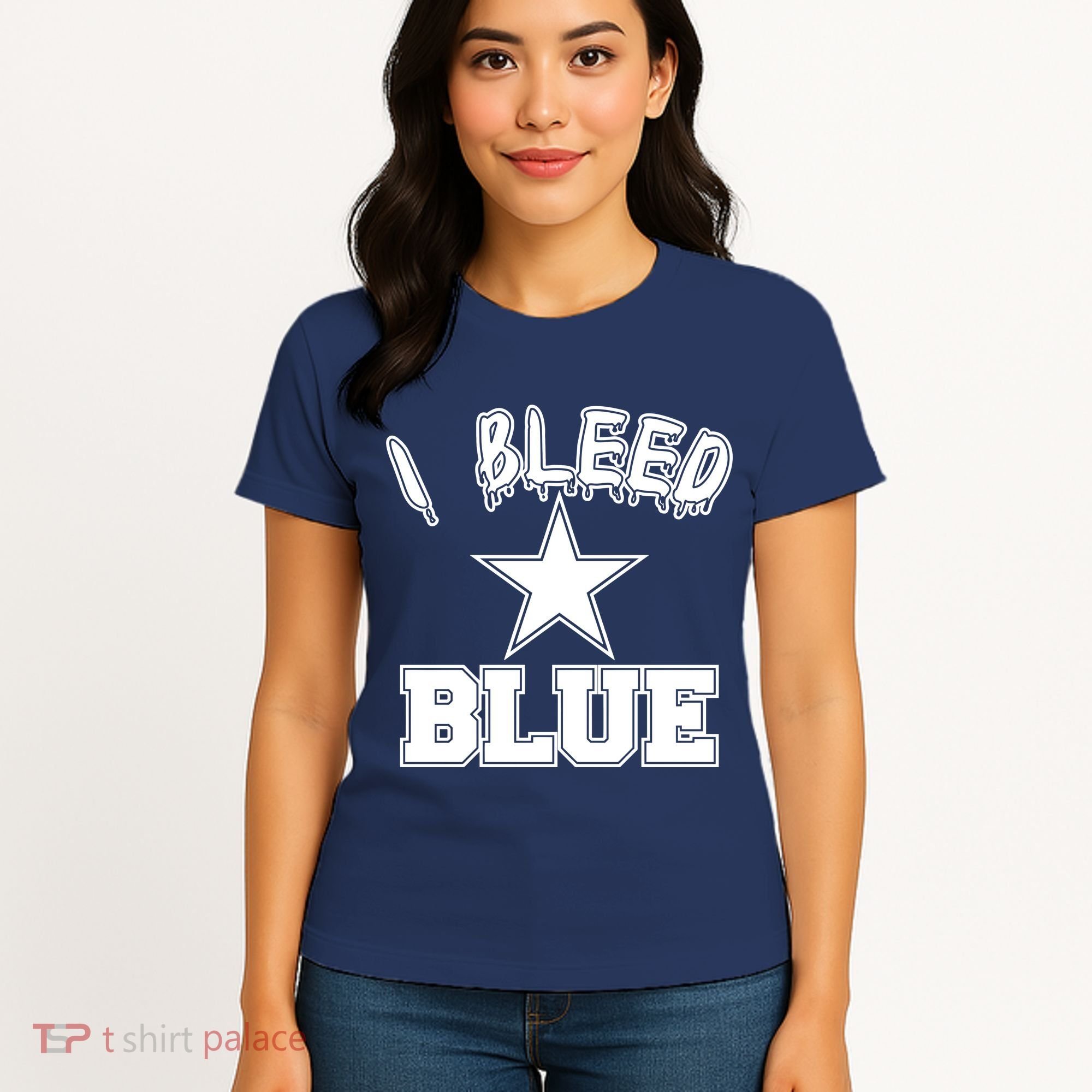 I Bleed Blue Dallas, Texas Fan Pride Women's T-Shirt