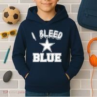 I Bleed Blue Dallas, Texas Fan Pride Kids Hoodie thumb 2