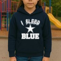 I Bleed Blue Dallas, Texas Fan Pride Kids Hoodie thumb 3