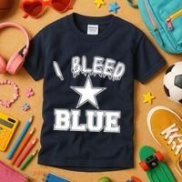 I Bleed Blue Dallas, Texas Fan Pride Kids T-Shirt thumb 3