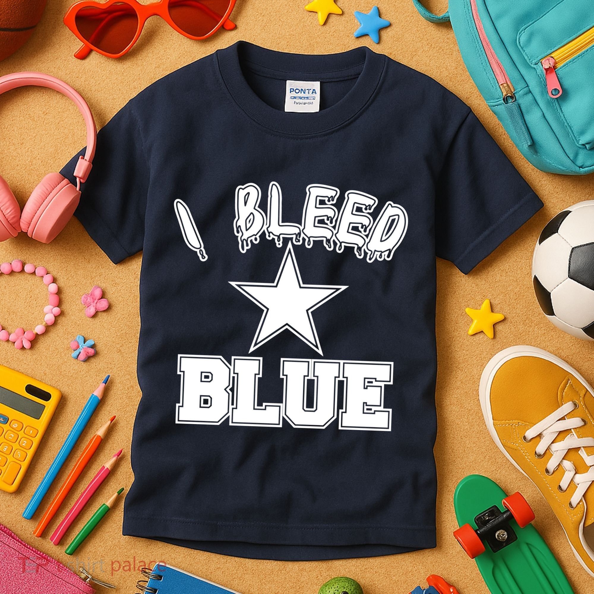 I Bleed Blue Dallas, Texas Fan Pride Kids T-Shirt