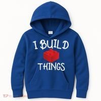 I Build Things Building Blocks Kids Hoodie thumb 0