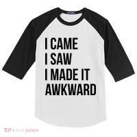 I Came I Saw I Made It Awkward Funny Kids Colorblock Raglan Jersey thumb 0