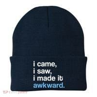 I Came I Saw I Made It Awkward Funny Meme Beanie thumb 0
