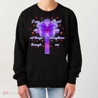 I Can Do All Things Through Christ Butterfly Cross Women's Sweatshirt thumb 0