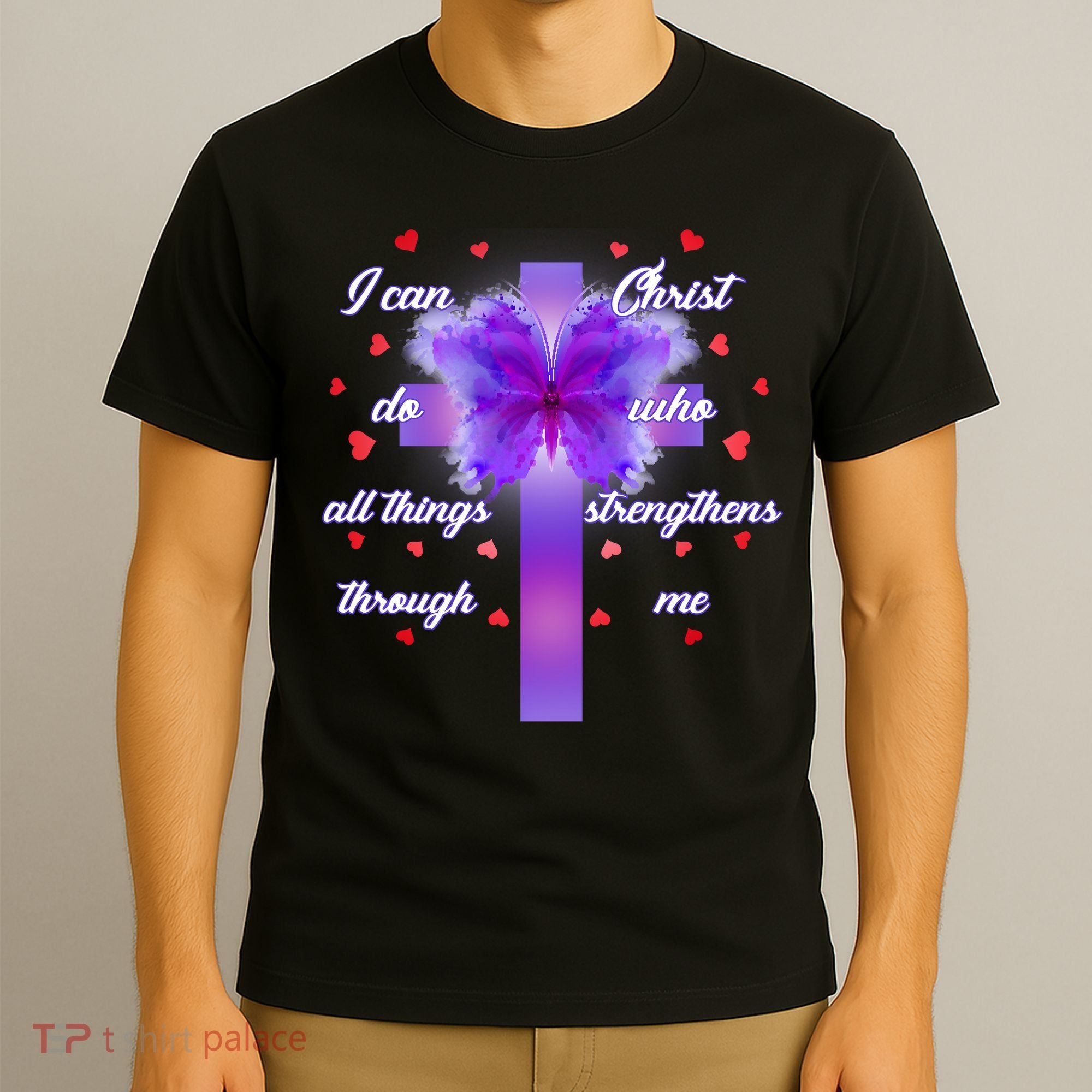 I Can Do All Things Through Christ Butterfly Cross T-Shirt