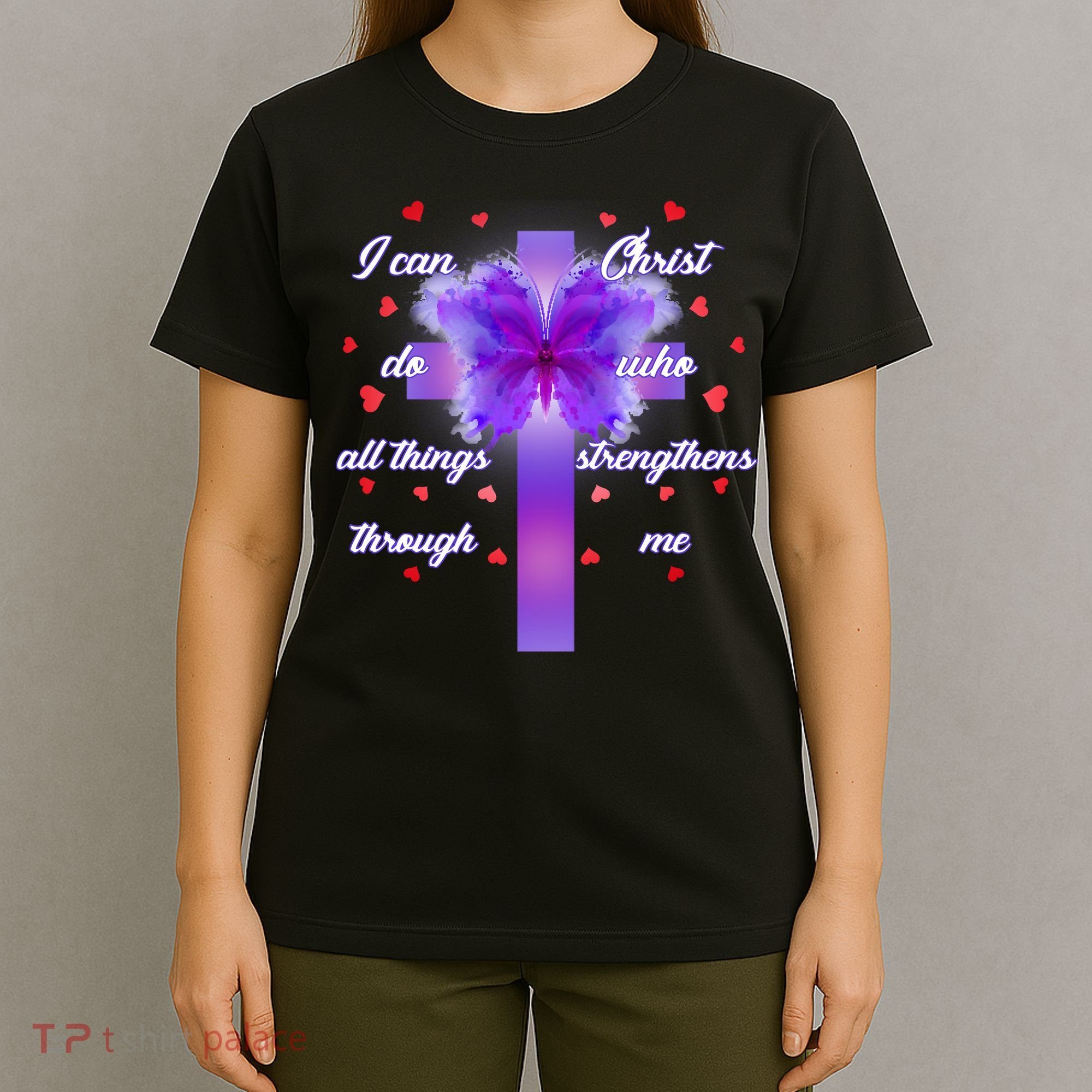 I Can Do All Things Through Christ Butterfly Cross T-Shirt