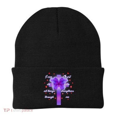 I Can Do All Things Through Christ Butterfly Cross Beanie