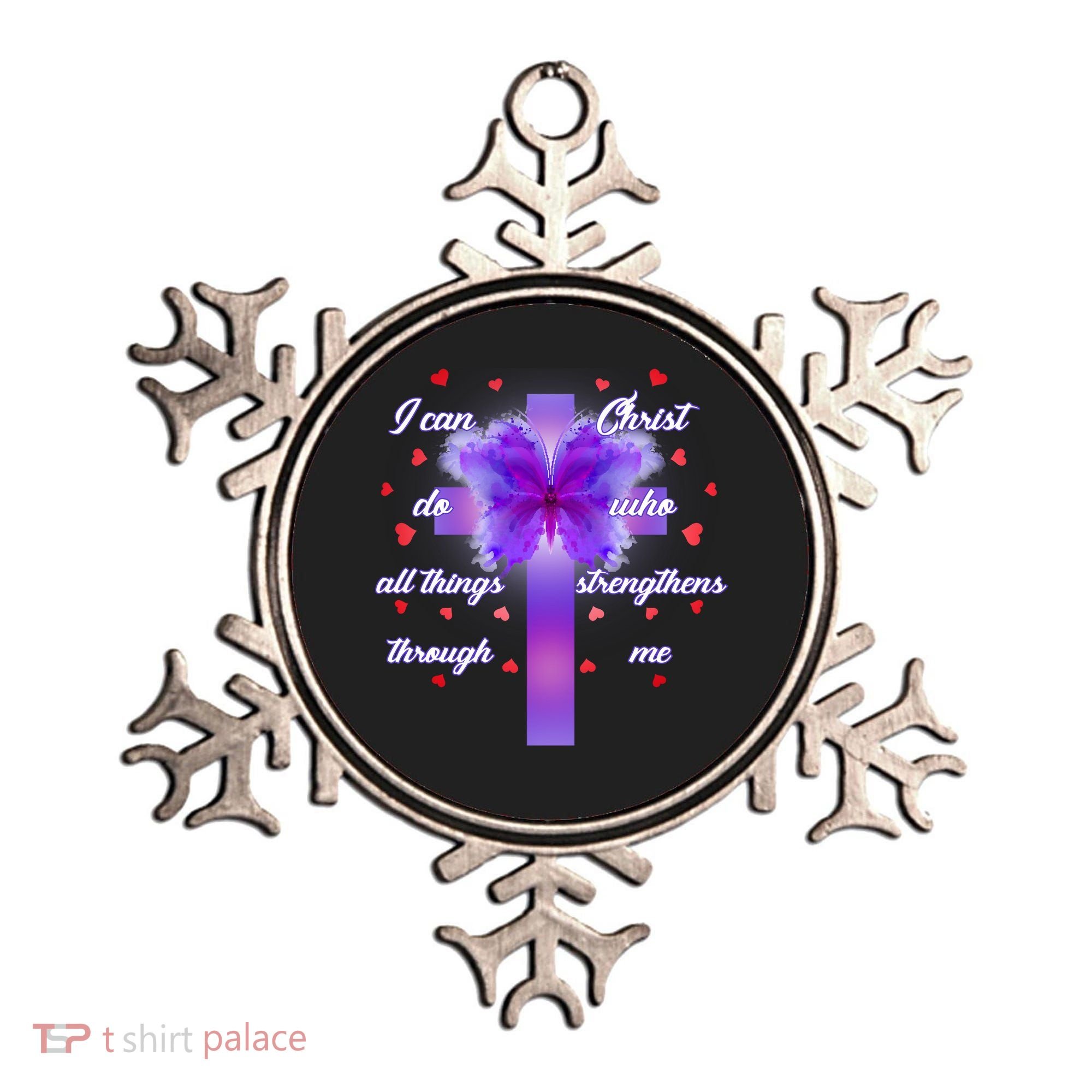 I Can Do All Things Through Christ Butterfly Cross Ornament