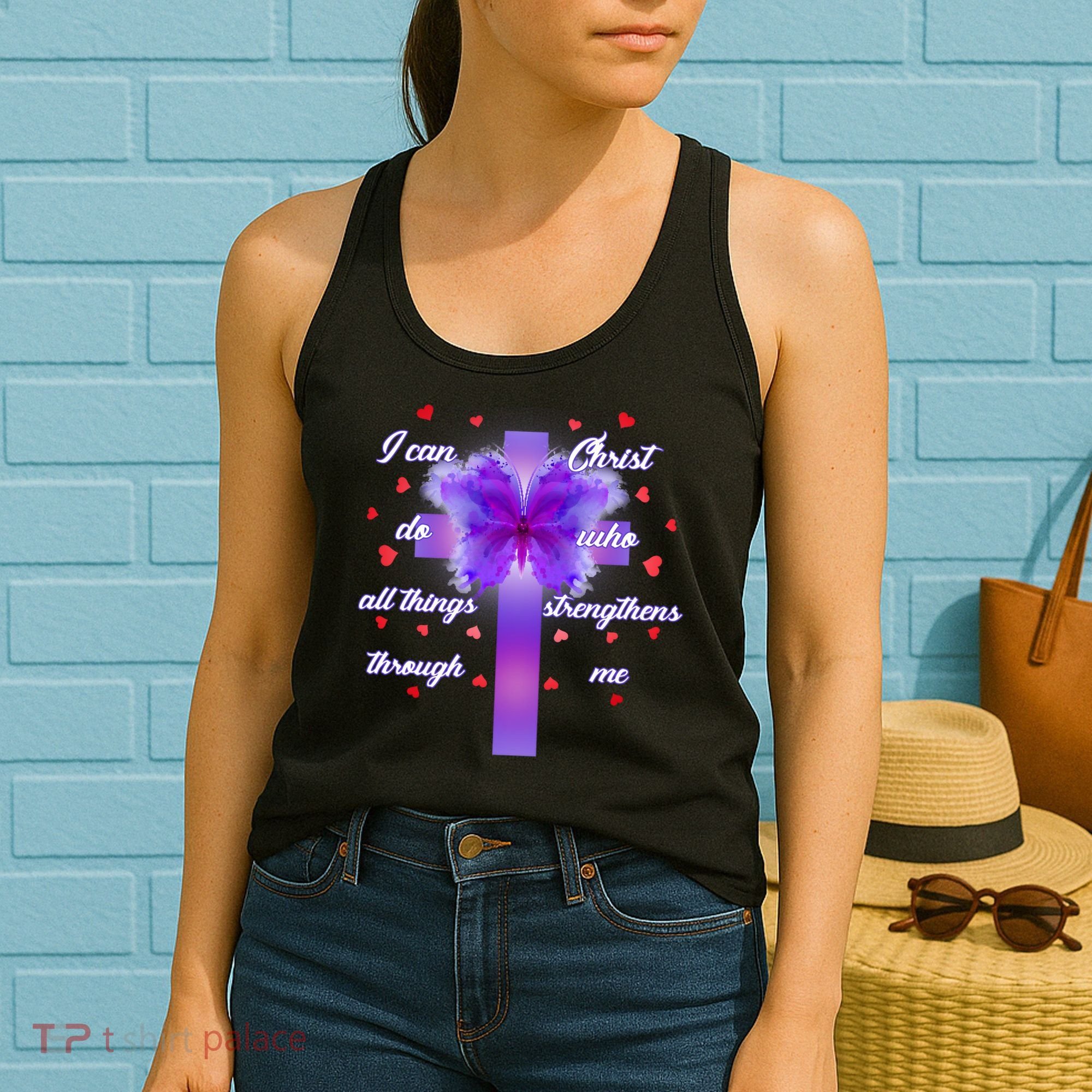 I Can Do All Things Through Christ Butterfly Cross Women's Tank Top