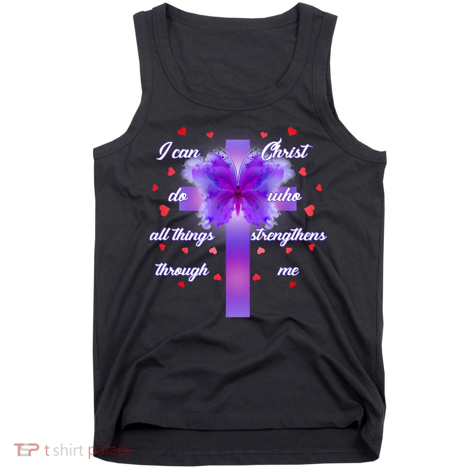 I Can Do All Things Through Christ Butterfly Cross Tank Top