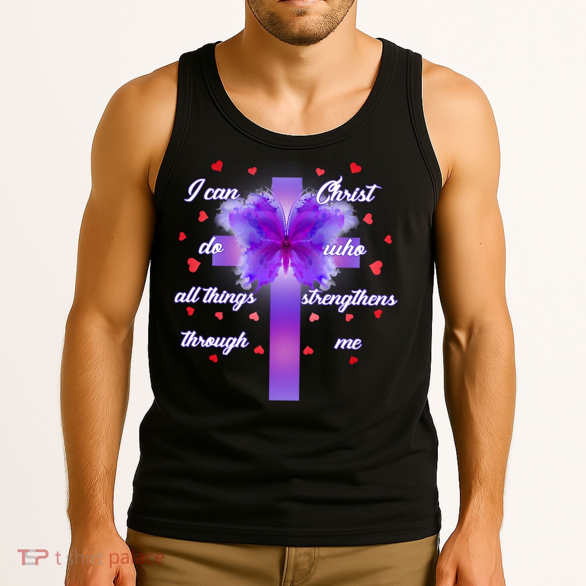 I Can Do All Things Through Christ Butterfly Cross Tank Top