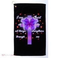 I Can Do All Things Through Christ Butterfly Cross Golf Towel thumb 0
