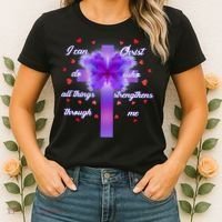 I Can Do All Things Through Christ Butterfly Cross Women's T-Shirt thumb 2