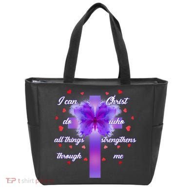 I Can Do All Things Through Christ Butterfly Cross Tote Bag