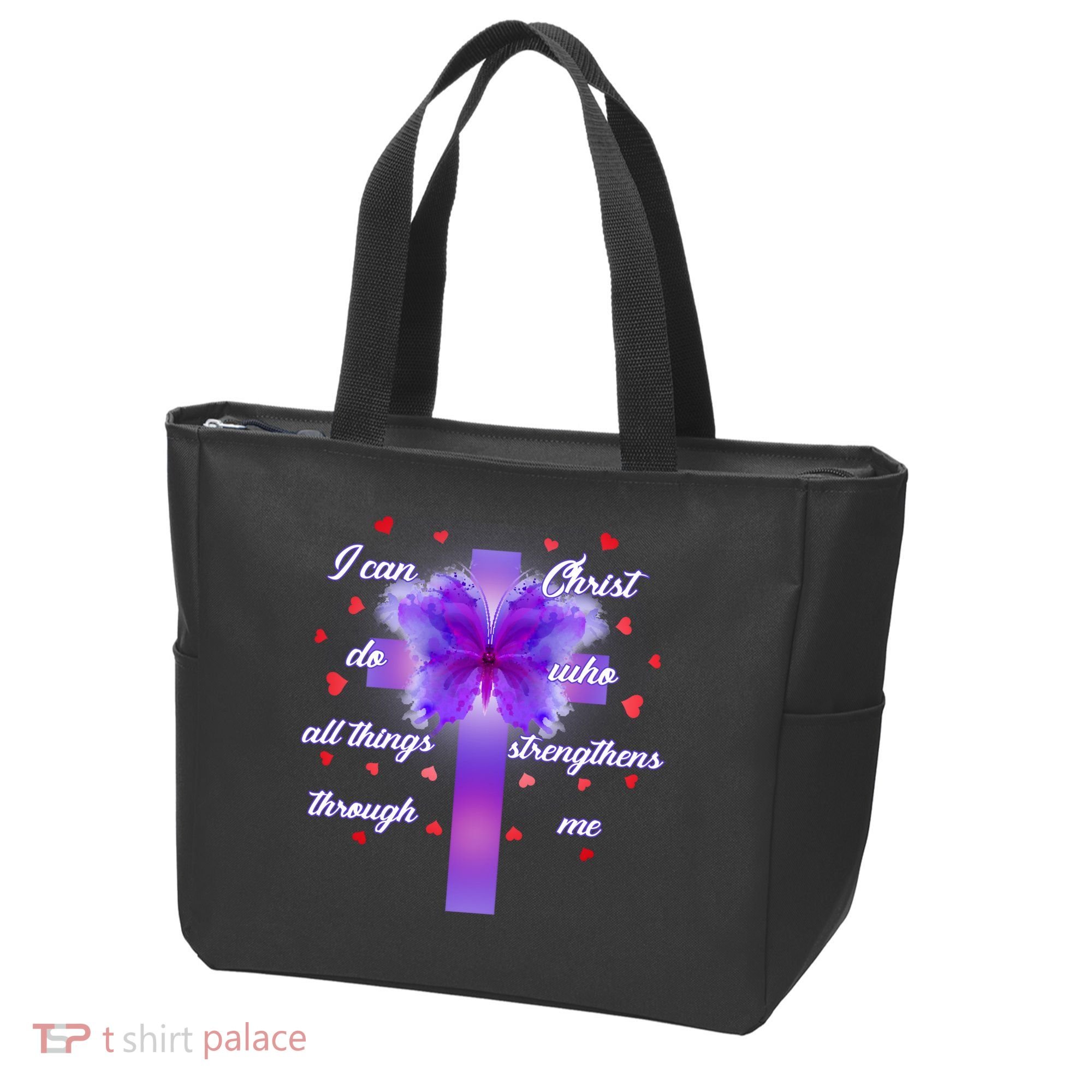 I Can Do All Things Through Christ Butterfly Cross Tote Bag