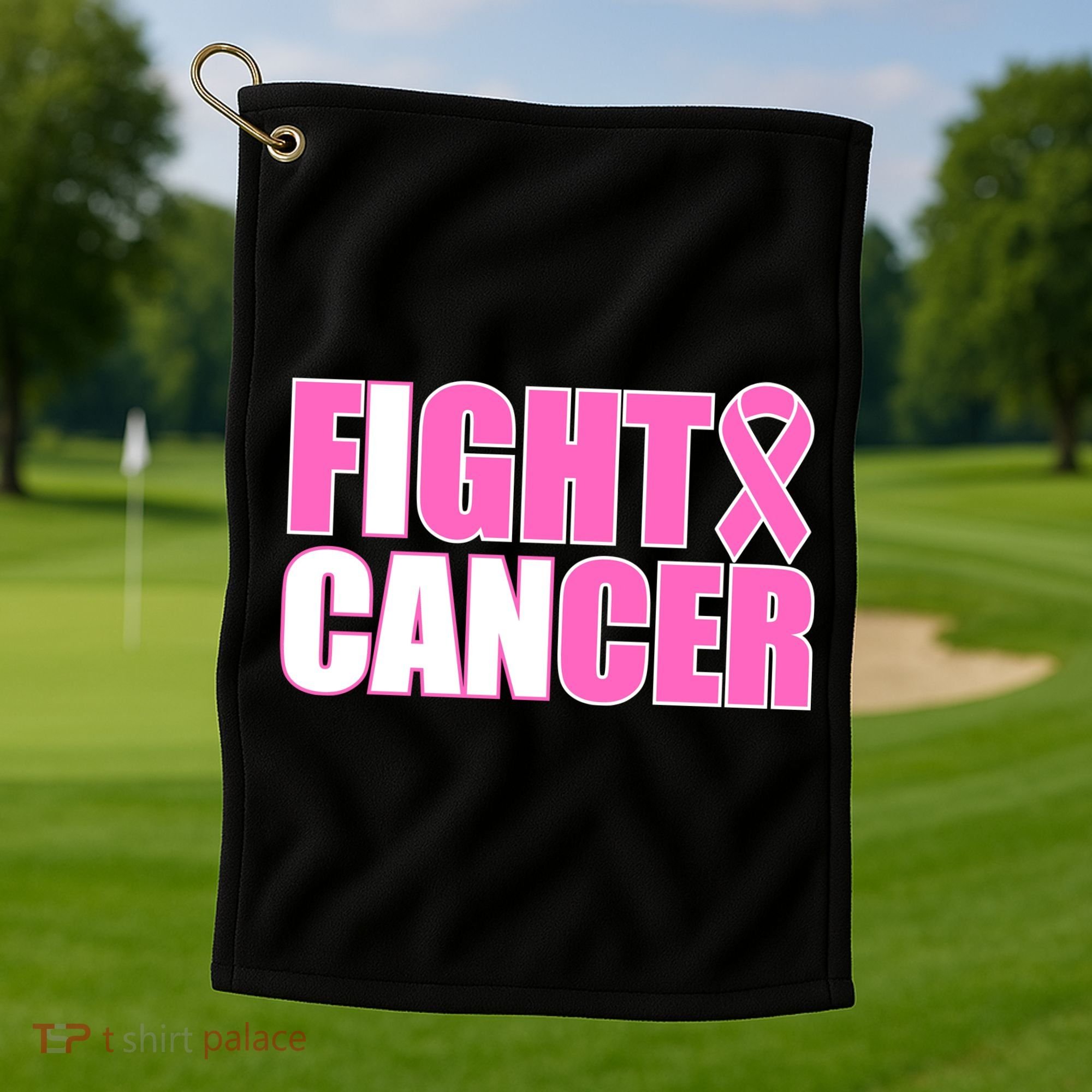 I Can Fight Cancer Breast Cancer Awareness Golf Towel