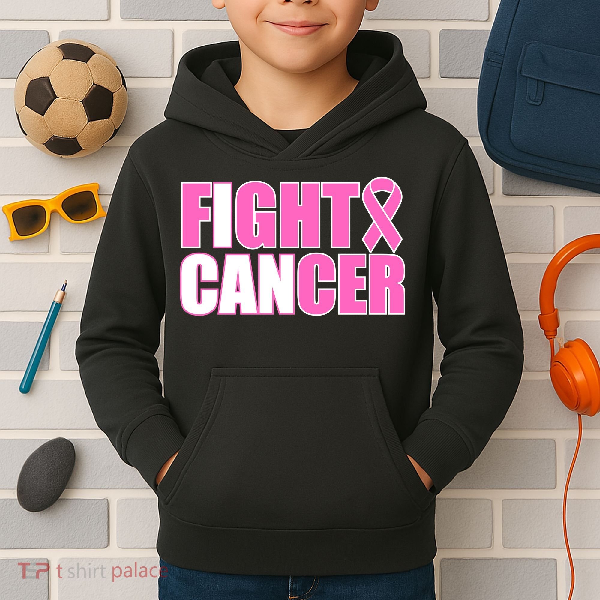 I Can Fight Cancer Breast Cancer Awareness Kids Hoodie