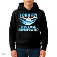 I Can Fly What's Your Superpower Swimming Kids Hoodie thumb 4