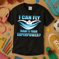 I Can Fly What's Your Superpower Swimming Kids T-Shirt thumb 3