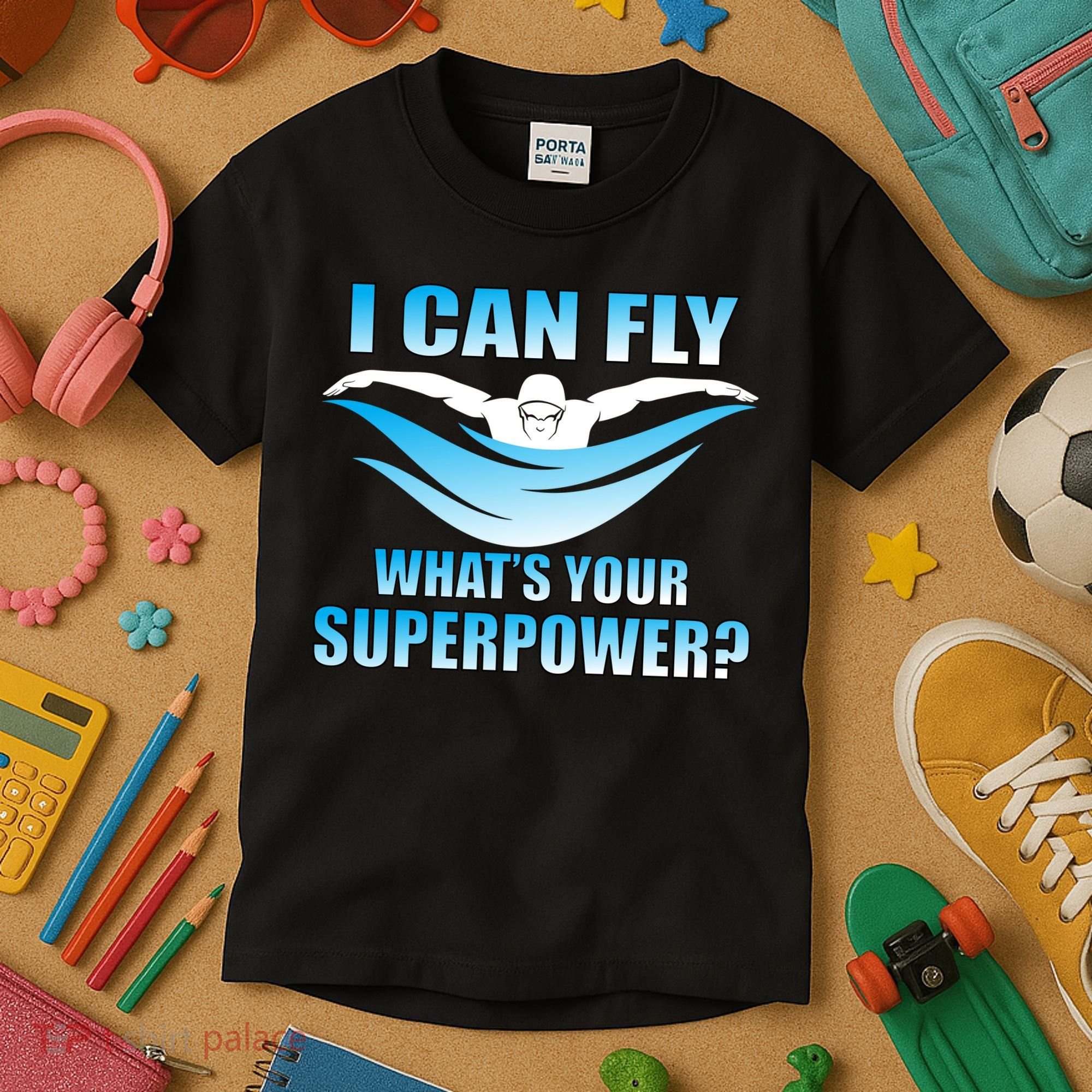 I Can Fly What's Your Superpower Swimming Kids T-Shirt