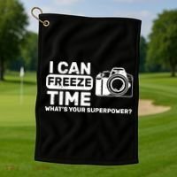 I Can Freeze Time What's Your Superpower? Golf Towel thumb 1