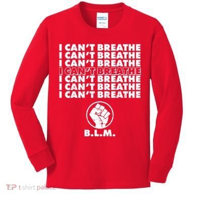 I Can't Breathe Black Lives Matter BLM Fist Kids Long Sleeve Shirt