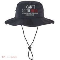 I Can't Go To Hell Satan Has A Restraining Order On Me Bucket Hat thumb 0