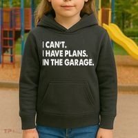 I Can't Have Plans In the Garage Kids Hoodie thumb 3