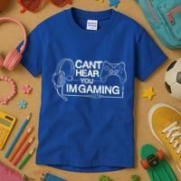 I Can't Hear You I'm Gaming Funny Gamer Kids T-Shirt thumb 3