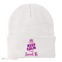 I Can't Keep Calm It's MY Sweet  16 Beanie thumb 0