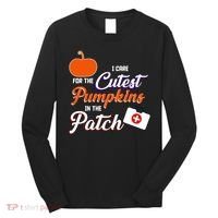 I Care For the Cutest Pumpkins In The Patch Halloween Nurse Long Sleeve Shirt thumb 0