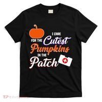 I Care For the Cutest Pumpkins In The Patch Halloween Nurse T-Shirt thumb 0