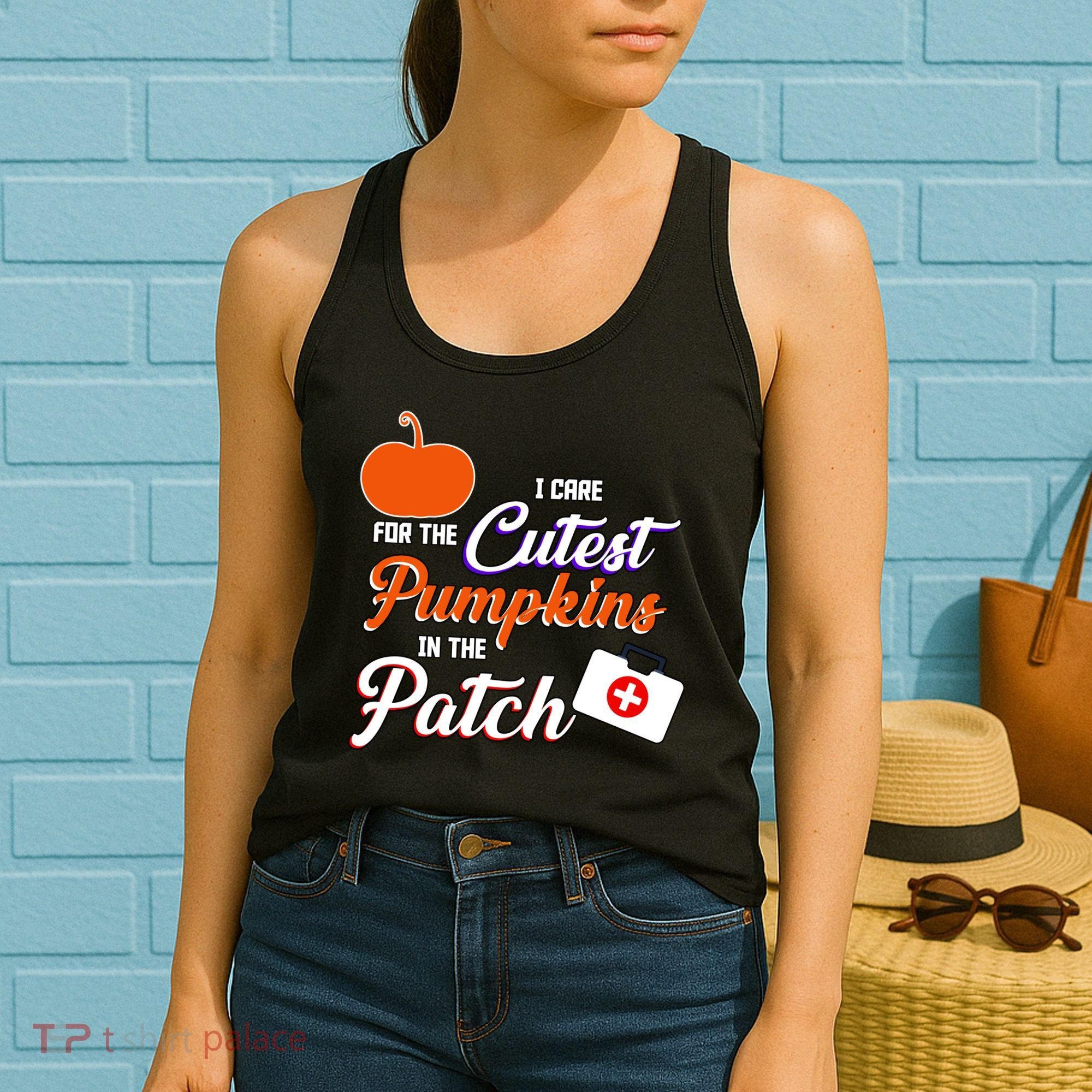 I Care For the Cutest Pumpkins In The Patch Halloween Nurse Women's Tank Top